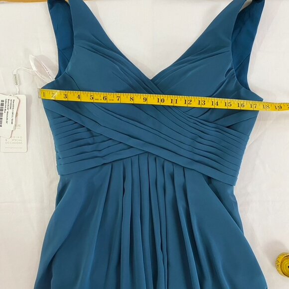 JJ's House Ink A-line V-Neck Floor-Length Chiffon Bridesmaid Dress Size 10 - Picture 14 of 16